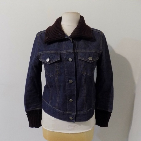 Theory Jackets & Blazers - THEORY Jean Jacket with Vertical Rib Collar Cuffs